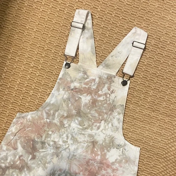 NWT Wild Fable Cream and Pink Tie-Dye Overalls Dress - Picture 3 of 6